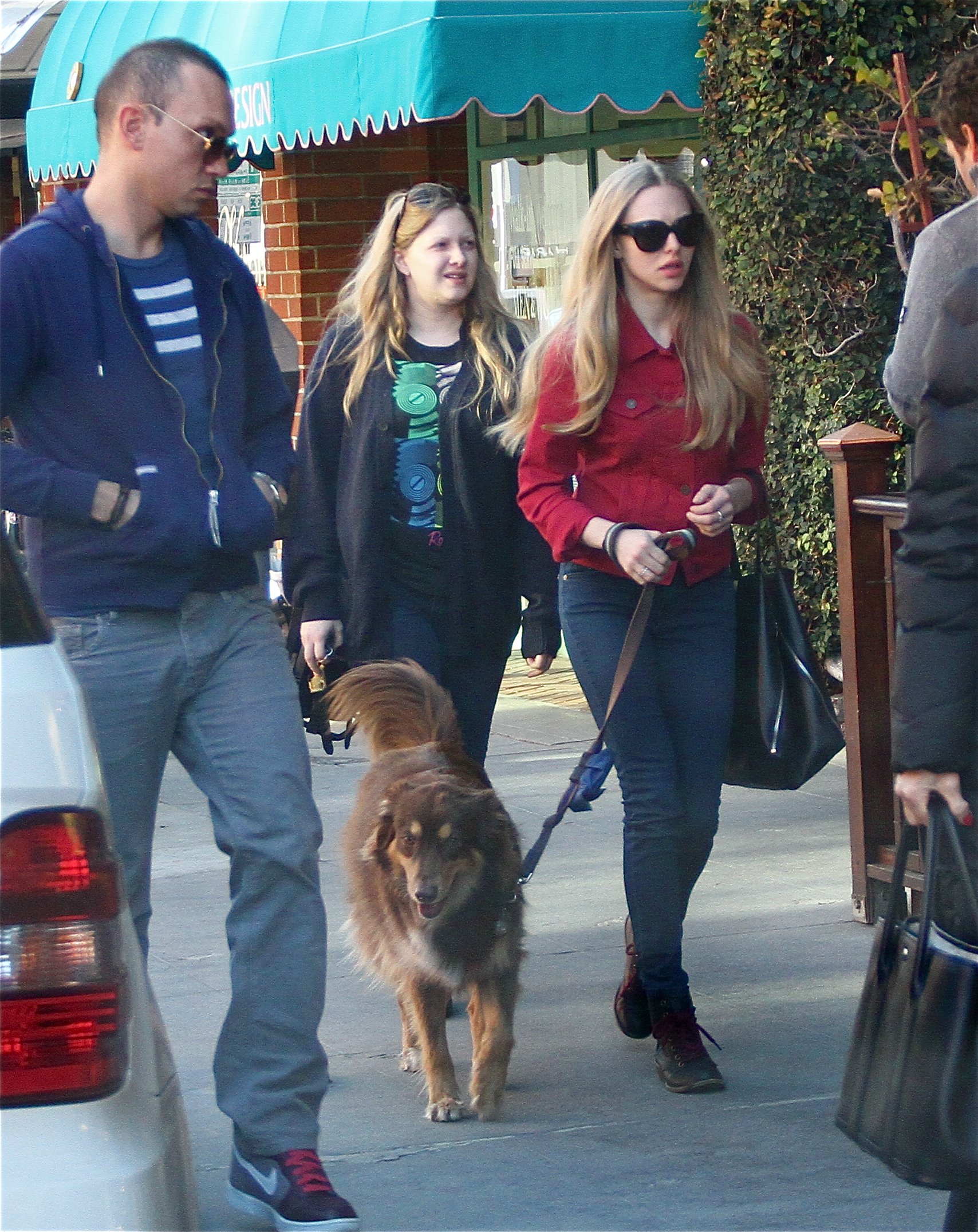 Amanda Seyfried with friends takes Flynn to the doctors office and Urth Cafe in Beverly Hills