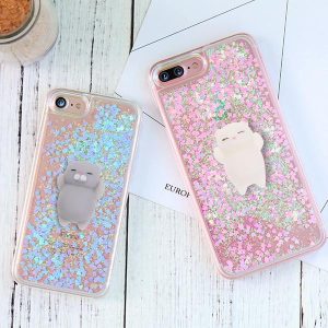 Quicksand Glitter Cat Squishy Case